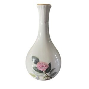 Vintage Wedgwood "Hathaway Rose" Porcelain Bud Vase Gold Trim